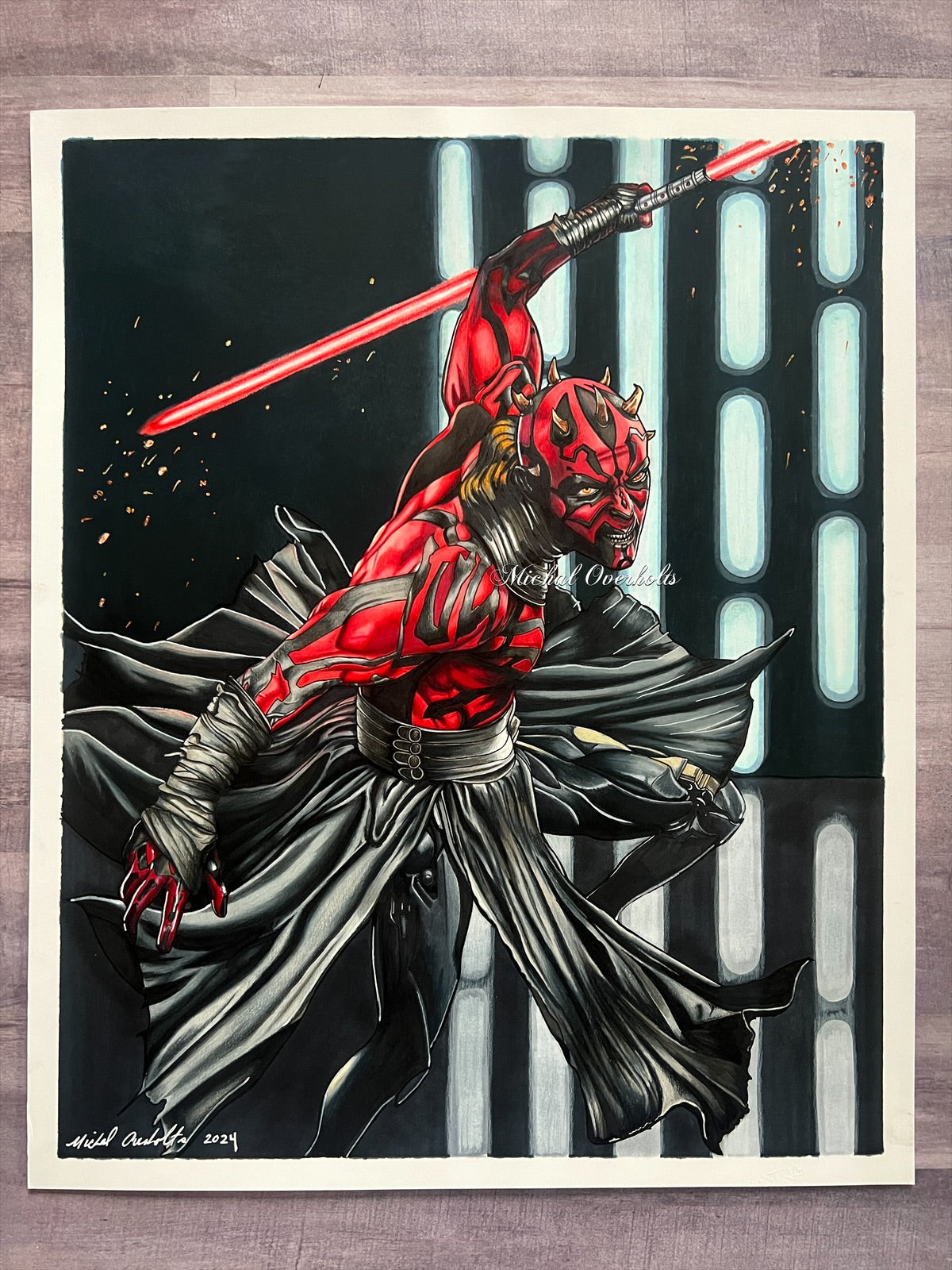 Darth Maul Color Drawing Print Art By Michal Overholts