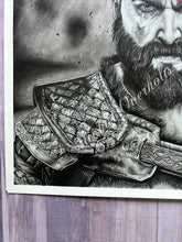 Load image into Gallery viewer, Kratos God of War Charcoal Drawing Print