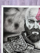 Load image into Gallery viewer, Kratos God of War Charcoal Drawing Print