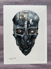 Load image into Gallery viewer, Dishonored Skull Color Mixed Media Drawing Print