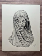 Load image into Gallery viewer, Veiled Statue Colored Pencil Drawing