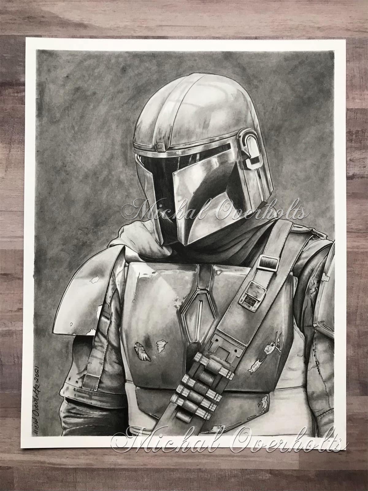 This is the Way Bounty Hunter Graphite Drawing Realism Print – Art