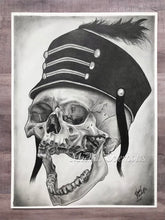 Load image into Gallery viewer, The Parade Skull Graphite Realism Drawing Print