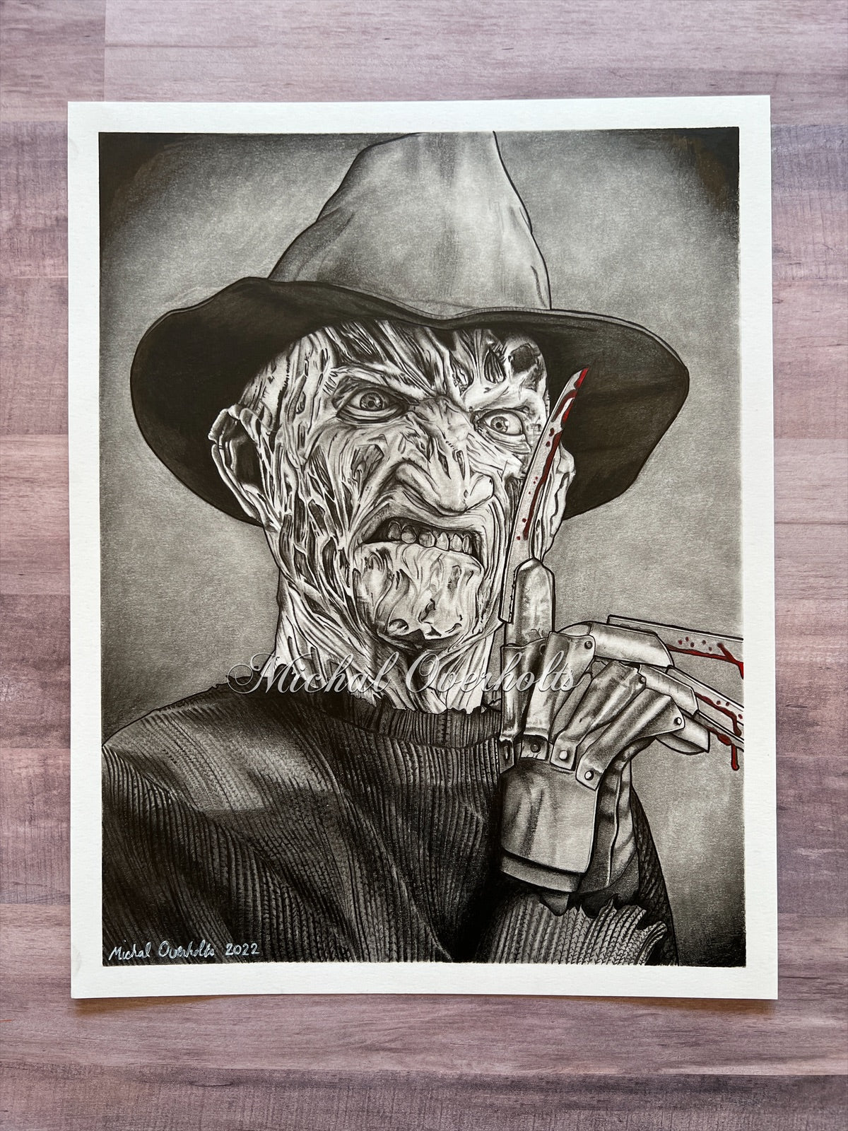 人気の新作 Horror Charcoal Graphite Freddy Drawing By Art – Print 絵画