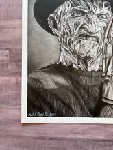 Load image into Gallery viewer, Freddy Graphite Charcoal Horror Drawing Print