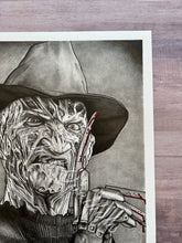 Load image into Gallery viewer, Freddy Graphite Charcoal Horror Drawing Print