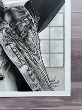 Load image into Gallery viewer, Eddie Munson Graphite Charcoal Drawing Print