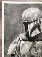 Load image into Gallery viewer, This is the Way Bounty Hunter Graphite Drawing Realism Print