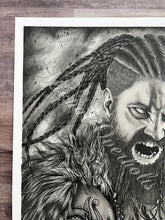 Load image into Gallery viewer, To Valhalla! Viking Graphite Drawing Print