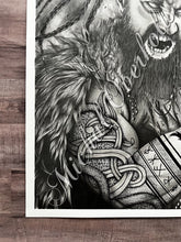Load image into Gallery viewer, To Valhalla! Viking Graphite Drawing Print