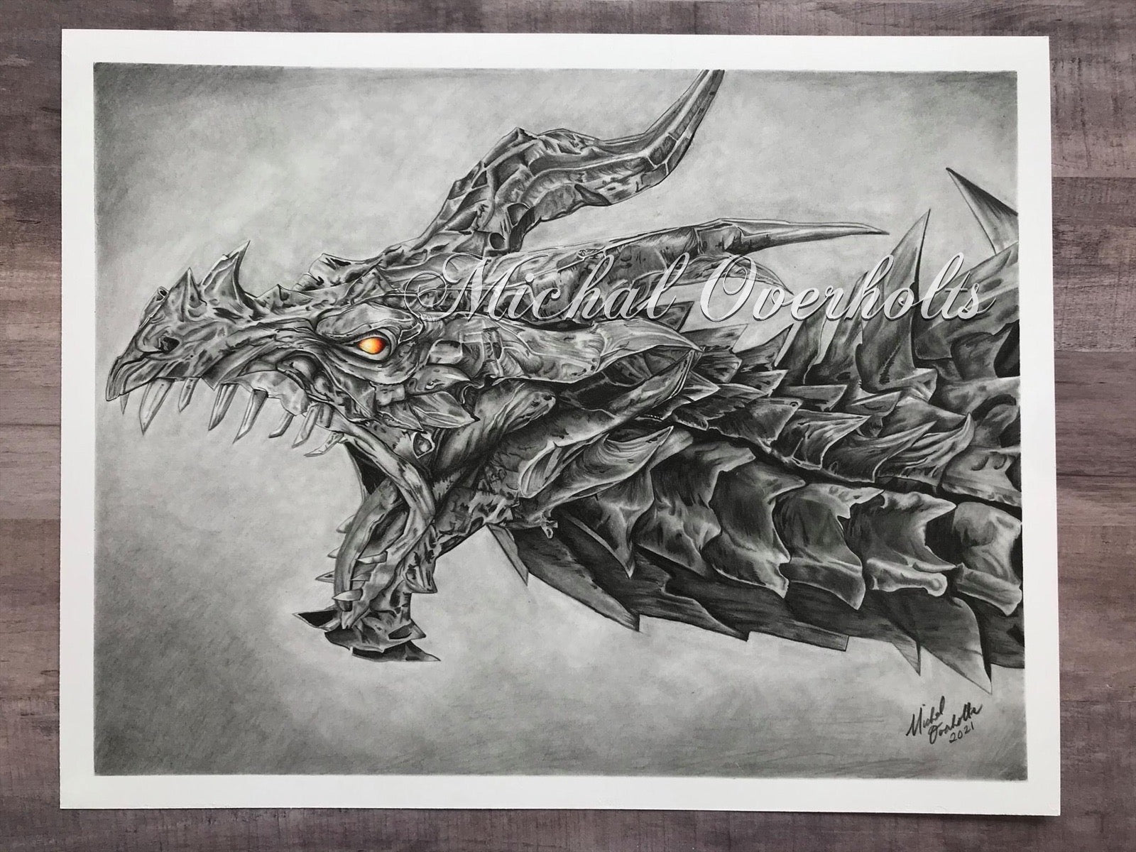Dragon Drawing Print – Art By Michal Overholts