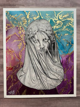 Load image into Gallery viewer, Veiled in Color Colored Pencil Drawing Gold Foil