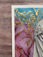 Load image into Gallery viewer, Veiled in Color Colored Pencil Drawing Gold Foil