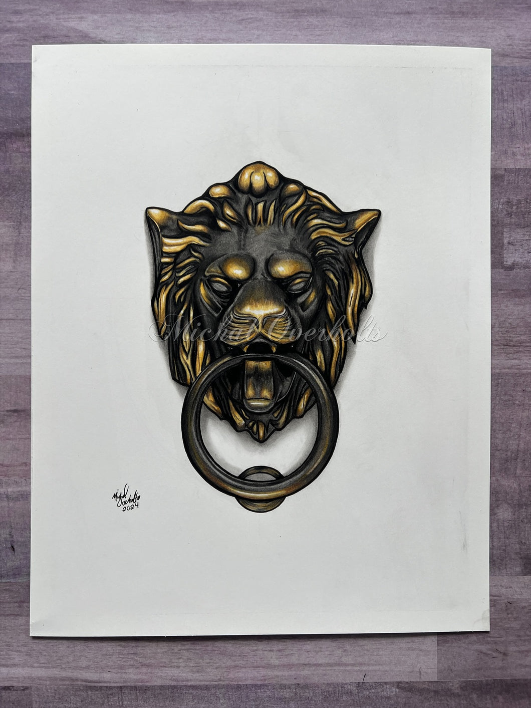 Original Drawing: Lion Door Knocker