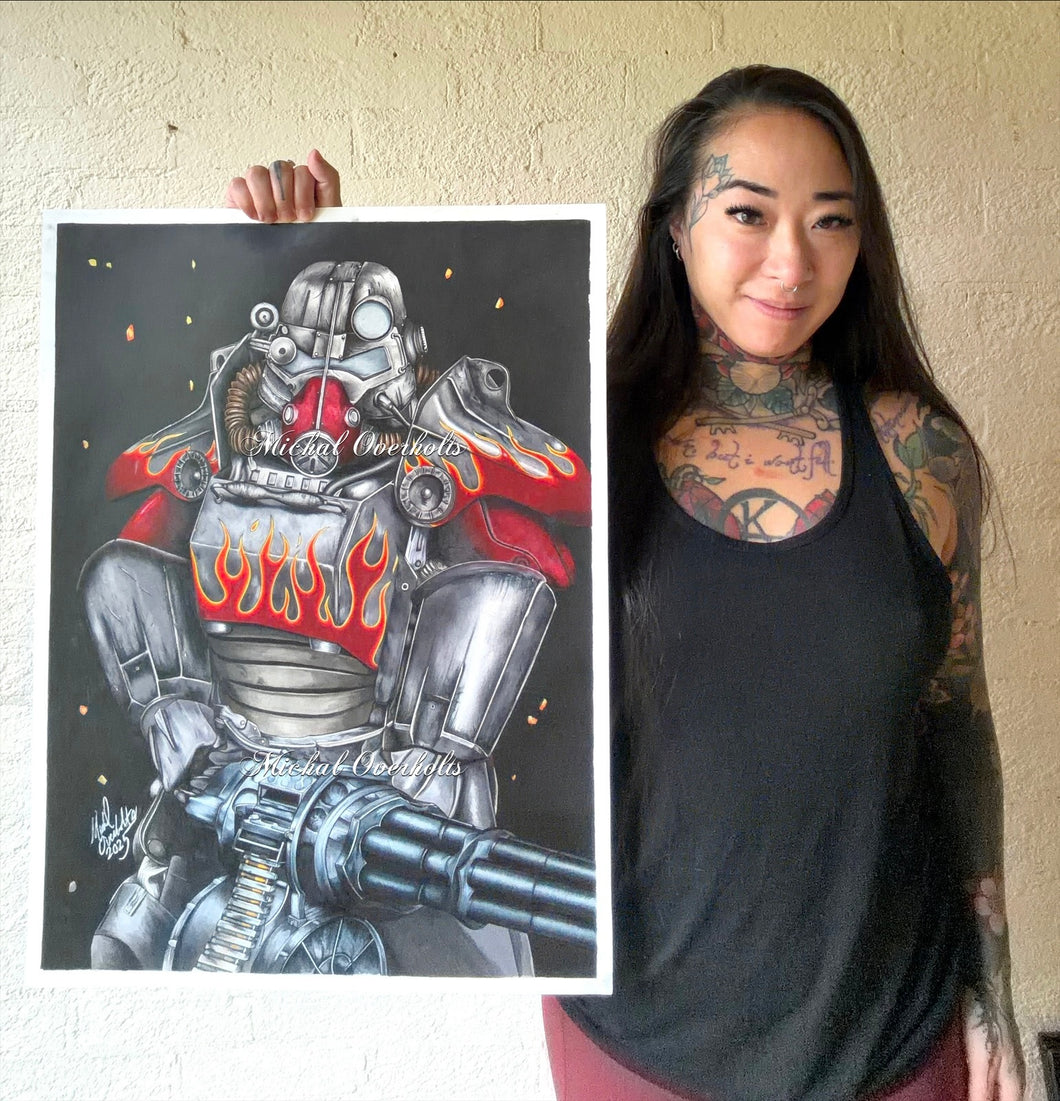 Original Drawing: Fallout Atom Cats T-45 Power Armor Drawing