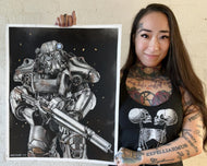 Original Drawing: Fallout T-60 Power Armor Colored Pencil