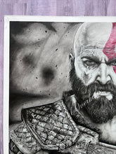 Load image into Gallery viewer, Kratos God of War Charcoal Drawing Print
