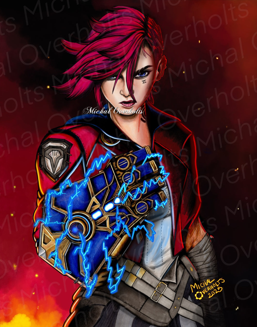 Print: Vi Arcane: League of Legends Drawing Print