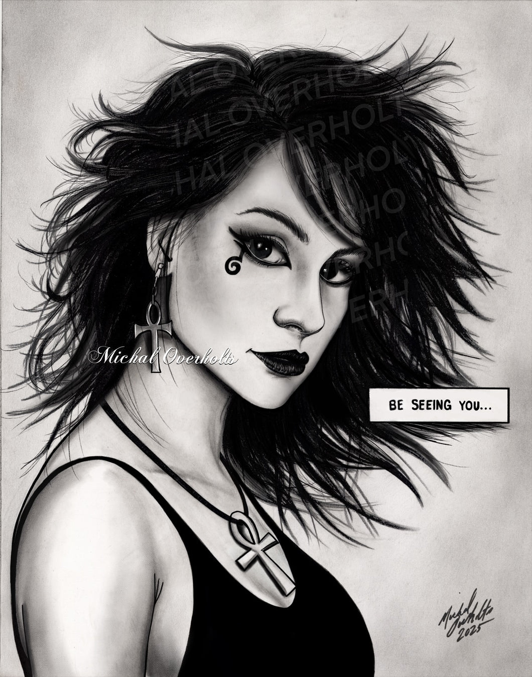 Death Sandman Endless Black and White Charcoal Portrait