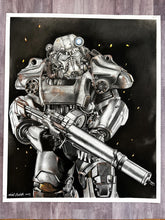 Load image into Gallery viewer, T-60 Fallout Power Armor Colored Pencil Print
