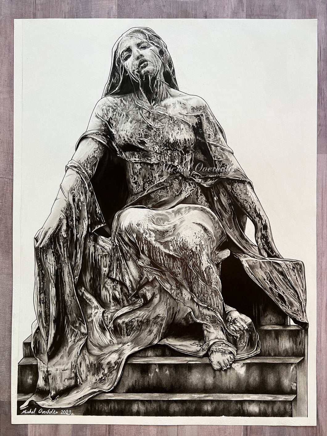 PRE-ORDER: La Douleur Realistic Statue Pencil Drawing Print