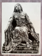 La Douleur Realistic Statue Pencil Drawing Print