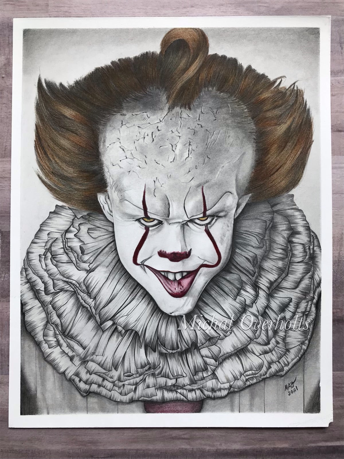 Original Drawing: You'll Float Too Clown It – Art By Michal Overholts