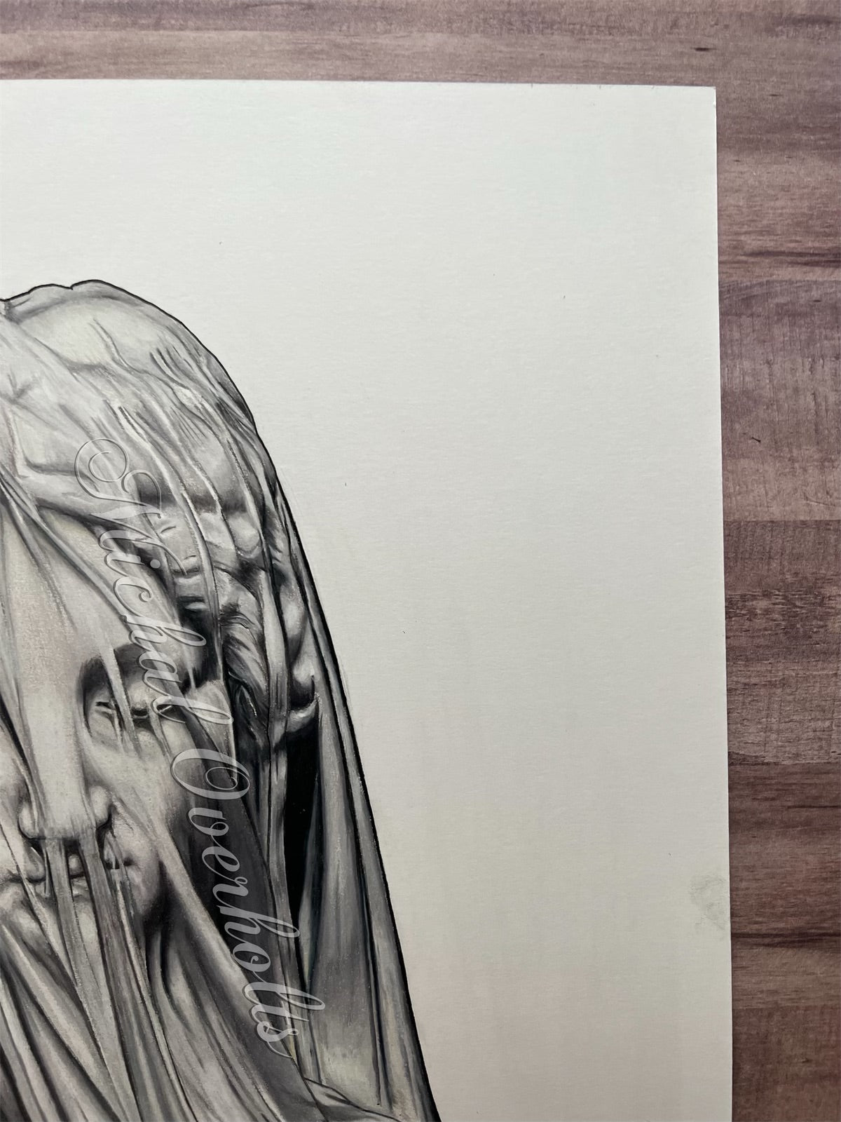 Veiled Statue Colored Pencil Drawing – Art By Michal Overholts