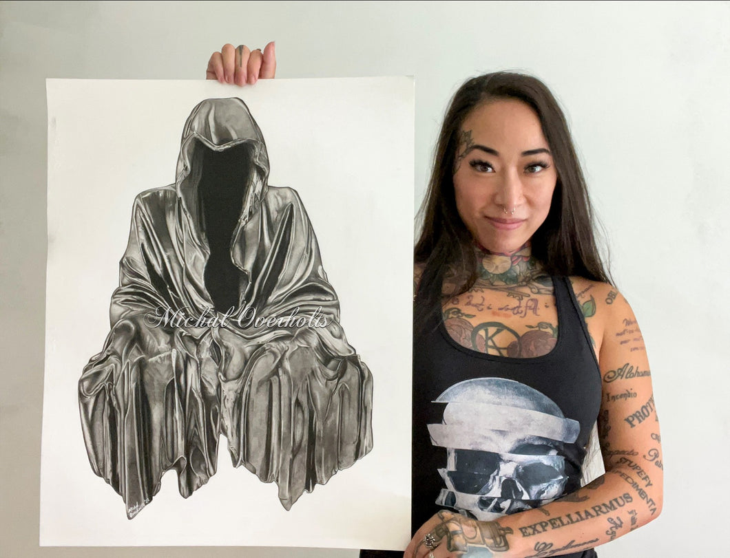 Original Drawing: Patience Graphite and Charcoal Reaper Drawing