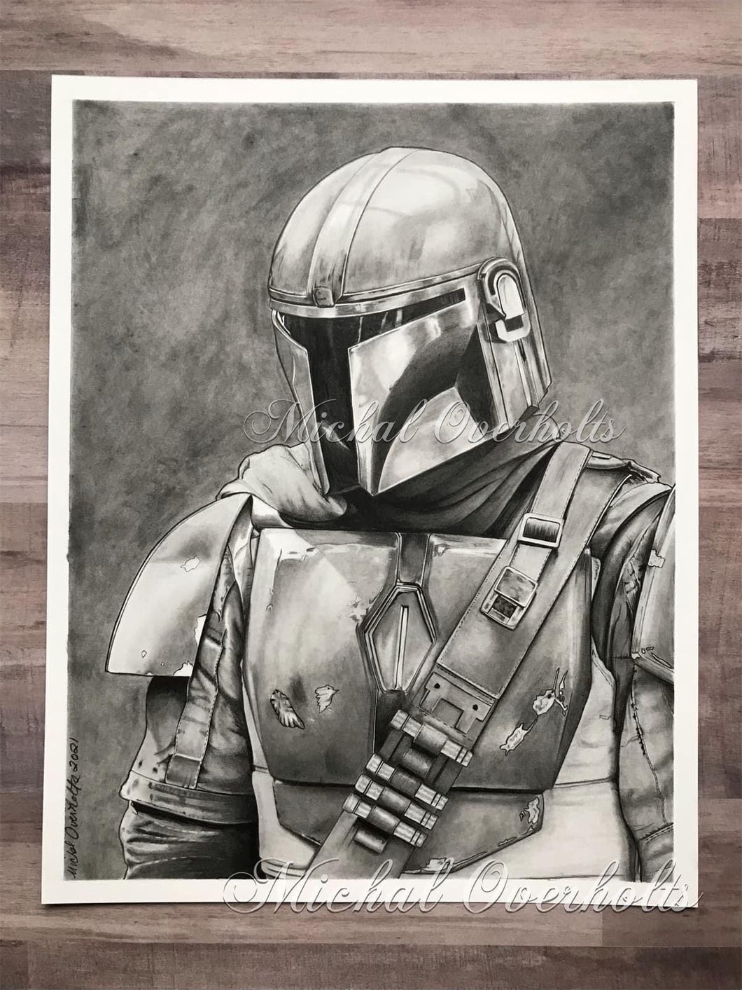 This is the Way Bounty Hunter Graphite Drawing Realism Print