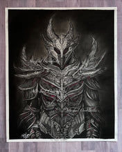 Load image into Gallery viewer, Video Game Skyrim Armor Graphite Charcoal Drawing Print
