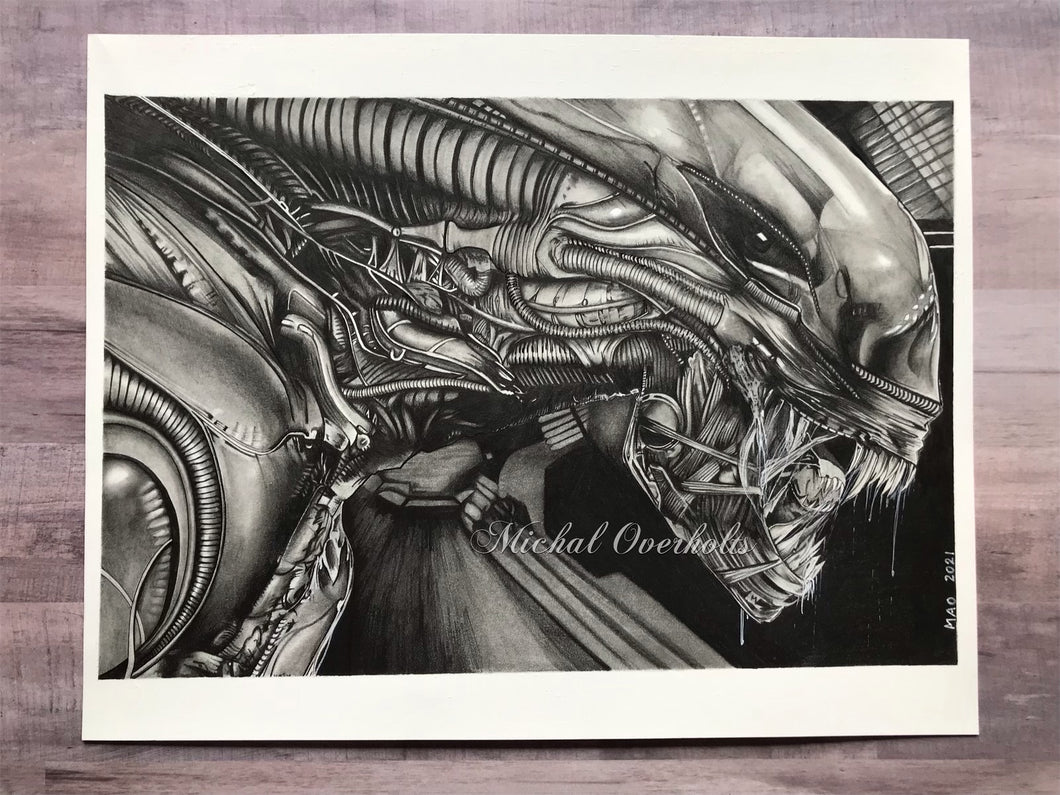 H.R. Giger Alien Graphite Drawing Print