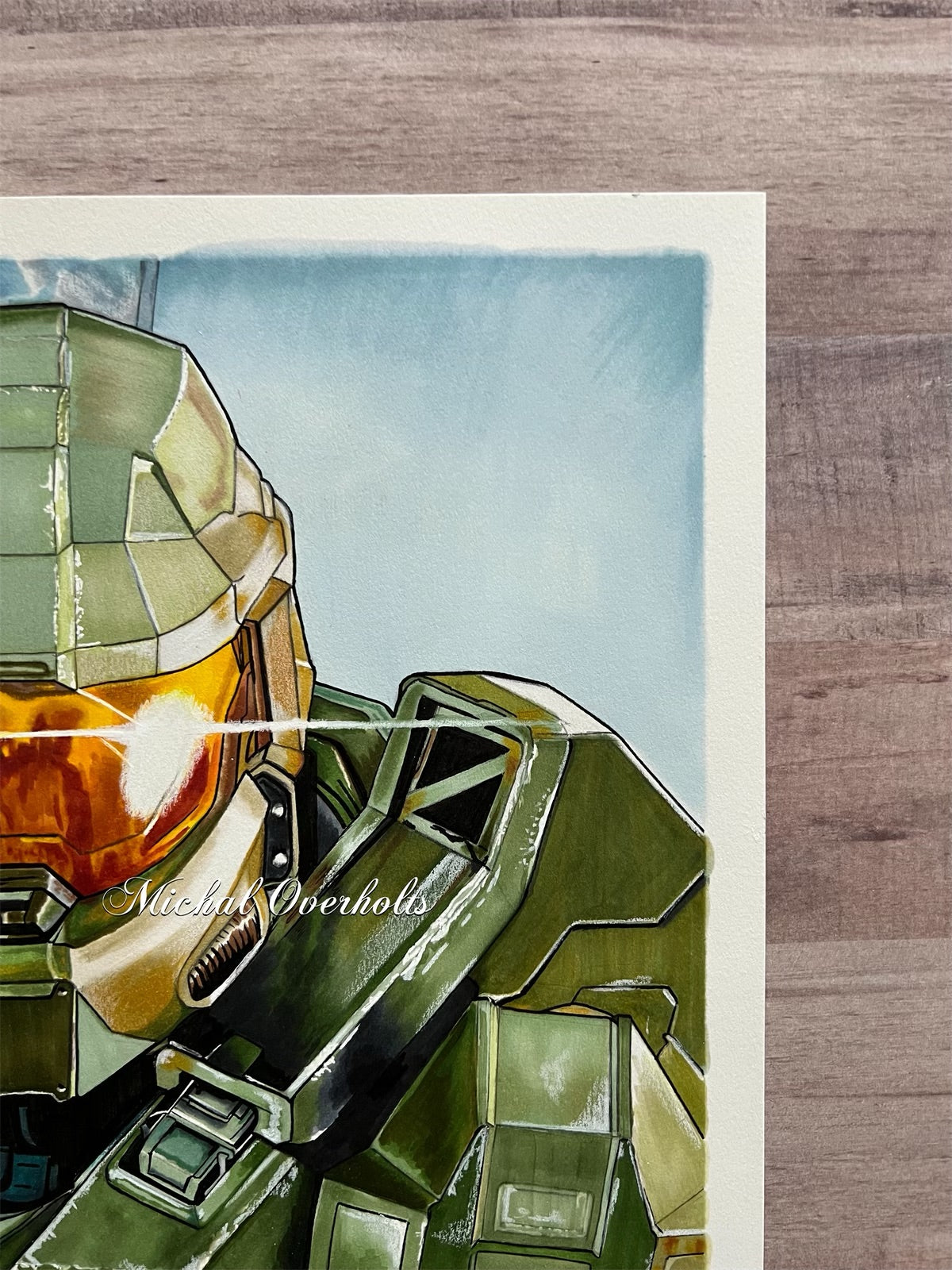 Master Chief Ink Master Chief Ink Drawing Print – Art By Michal Overholts