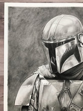 Load image into Gallery viewer, This is the Way Bounty Hunter Graphite Drawing Realism Print
