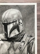 Load image into Gallery viewer, This is the Way Bounty Hunter Graphite Drawing Realism Print
