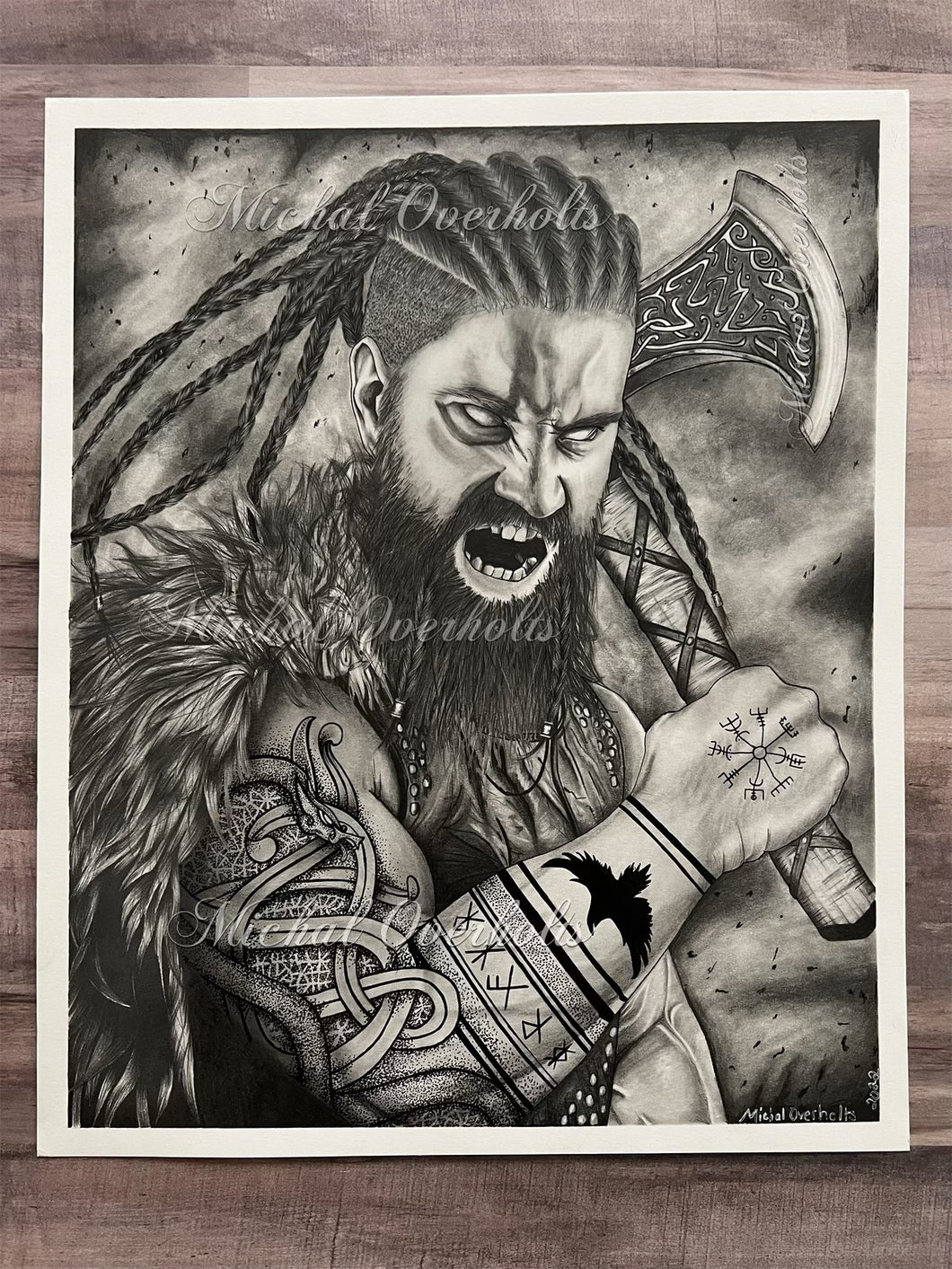 To Valhalla! Viking Graphite Drawing Print